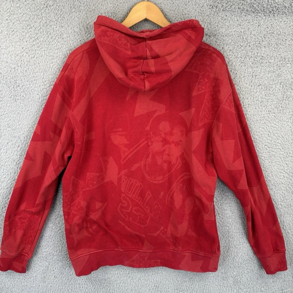 Michael Air Jordan Hoodie Sweatshirt Mens Large Red All Over Print Jumpman